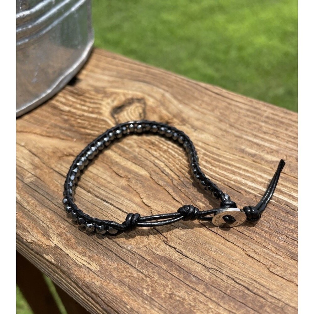 Lulu Dharma Bracelet Black Hematite and Silver Tone Button Clasp